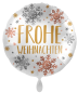 Preview: Folienballon - Frohe Weihnachten, Schneeflocken - ø 43cm